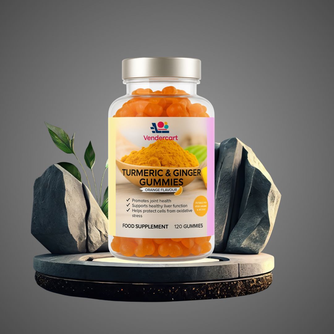 UK Local Turmeric & Ginger Gummies 120ct- Joint Support, Immune Boost, Vegan Friendly