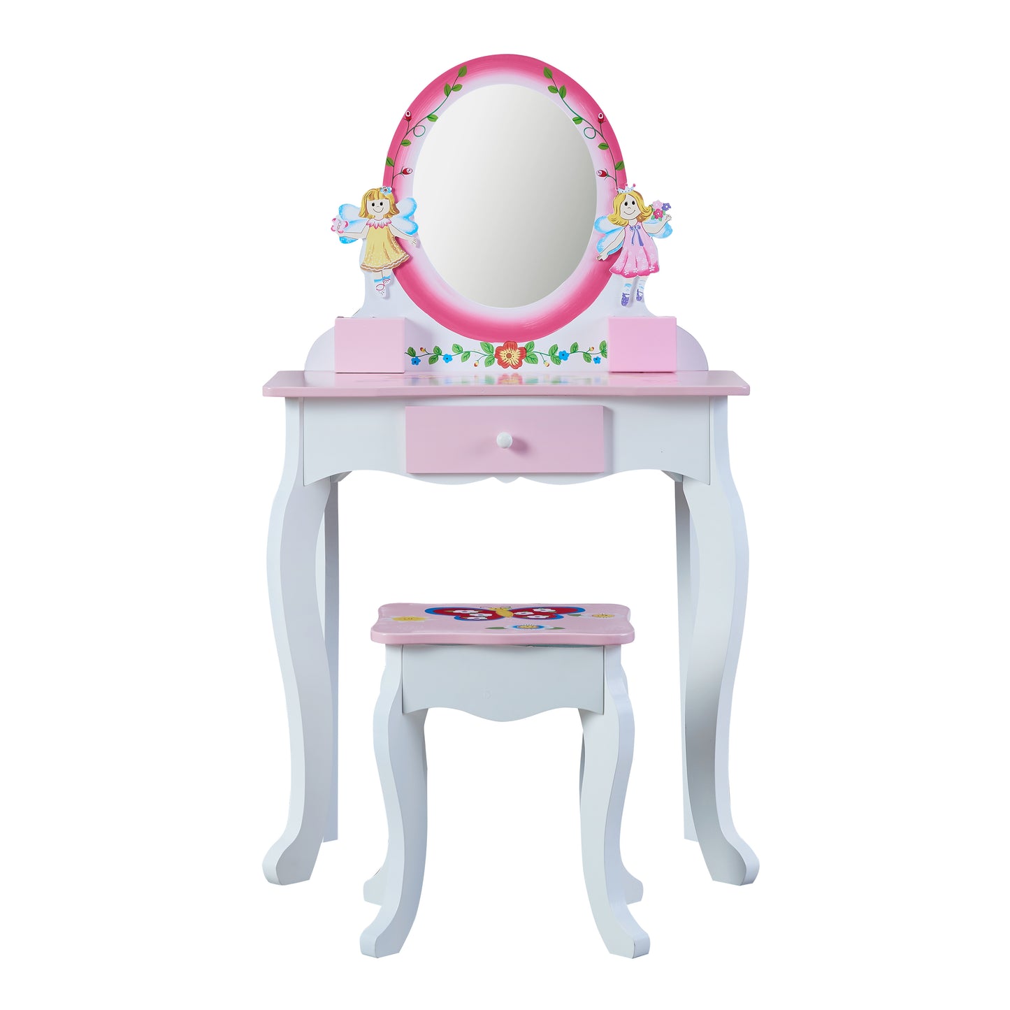 US Local Wooden Makeup Dresser Furniture Girls Mirrored Dressing Table For Kids