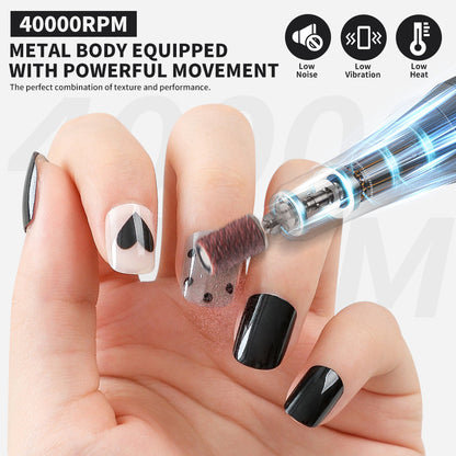 US Local Professional Nail Drill, 40000RPM Electric Nail File For Acrylic Gel Nails Polishing Removing, Rechargeable Portable Cordless Nail Drill Kit With Full Set Of Accessories At Salon Home