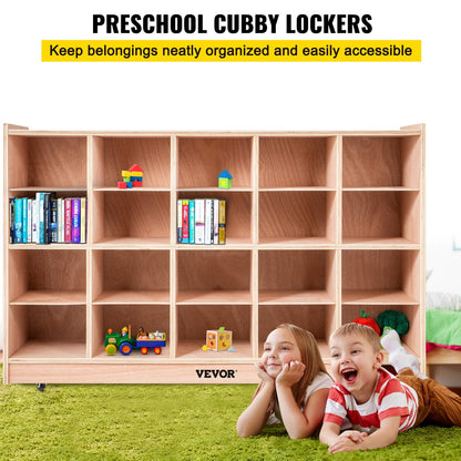 US Local VEVOR Cubby Wooden Storage Unit 20 Cubby Storage Unit Classroom 30 Inch High Plywood Wooden Cubbies For Classroom