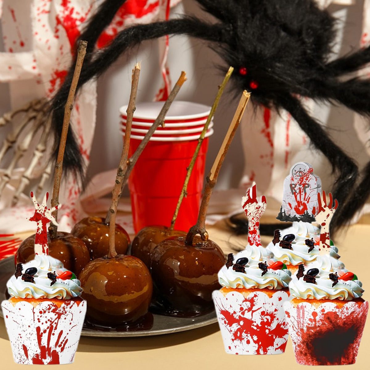 US Local 48 Pcs Halloween Cupcake Toppers