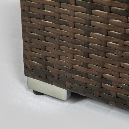 US Local Outdoor Fire Table Propane Pit Rattan With Tile Tabletop