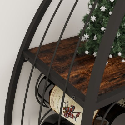 US Local Sailboat Shaped Wine Cabinet Rack, 2 Piece Display Rack, Freestanding Wine Cabinet With Bottle Storage, Spirits And Wine Home Bar, Kitchen, Dining Room Storage Rack