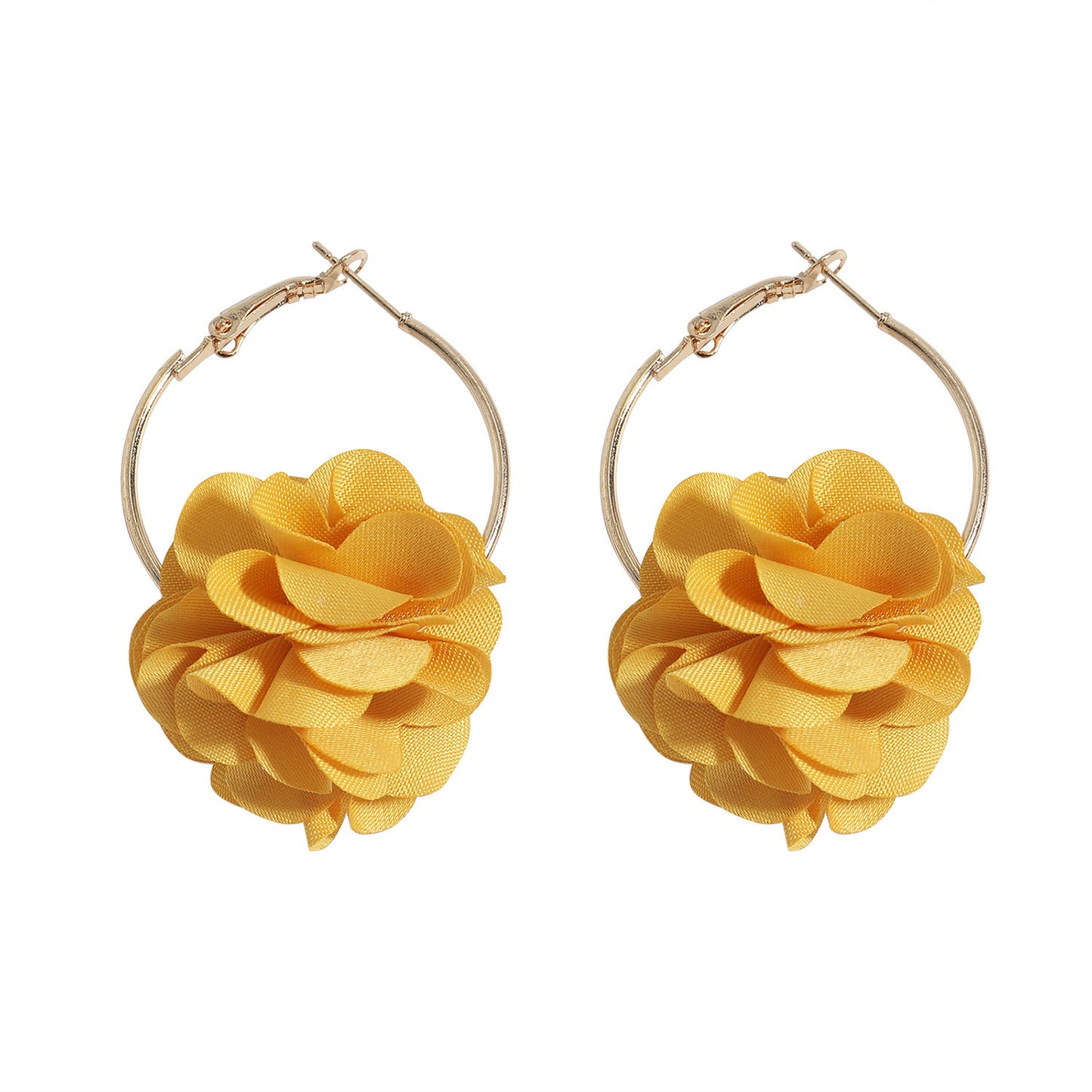 Fabric Color Flower Metal Alloy Earrings