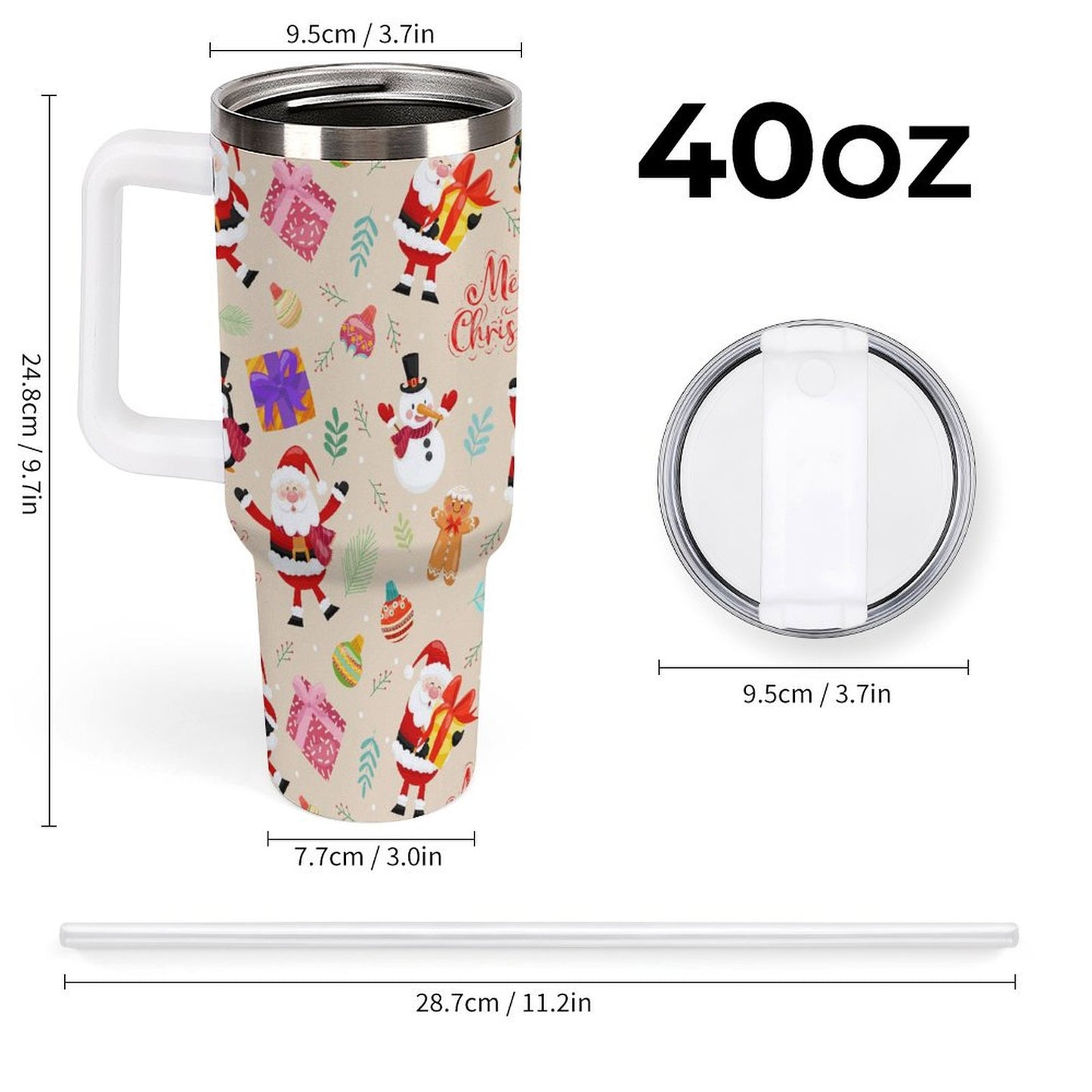 POD US Local Tumbler 40 oz Large Capacity Car Cup Christmas Santa, Gifts