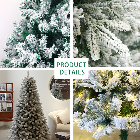 US Local 1 Piece Of 180cm - Tall White Flocked Christmas Tree, Thickened And Densified, With Lights