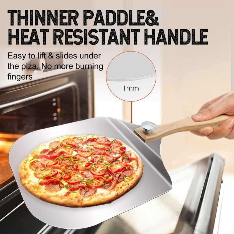 UK Local 12 Inch Pizza Peel Oven Aluminium Foldable Wood Handle And Pizza Paddle