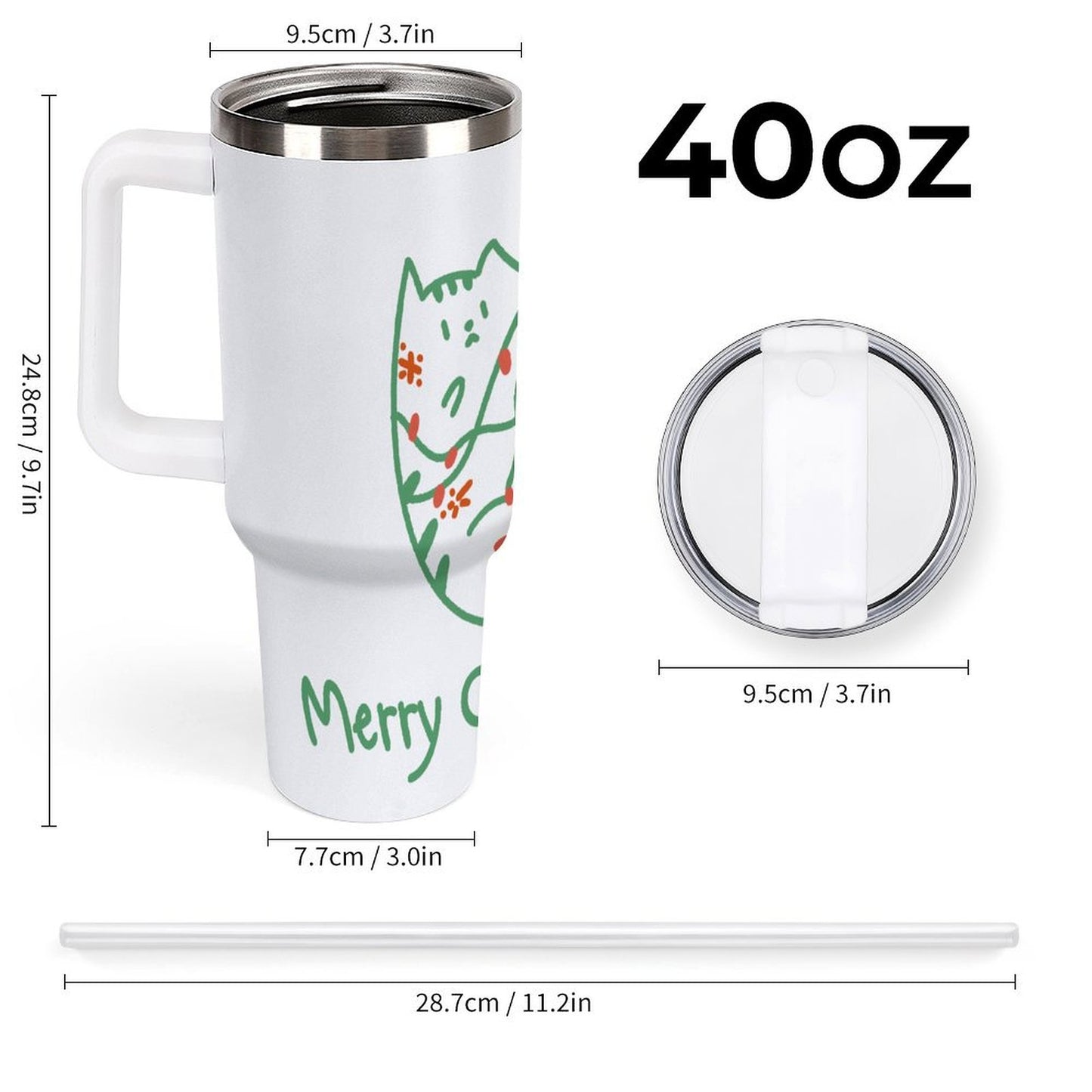 PHDT00019 POD US Local Tumbler 40 oz Large Capacity Car Cup Christmas Cat