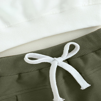 US Local Baby Boy's 2-Piece Sweatshirt Set Round Neck Letter Print Top & Drawstring Jogger Pants For Spring & Fall