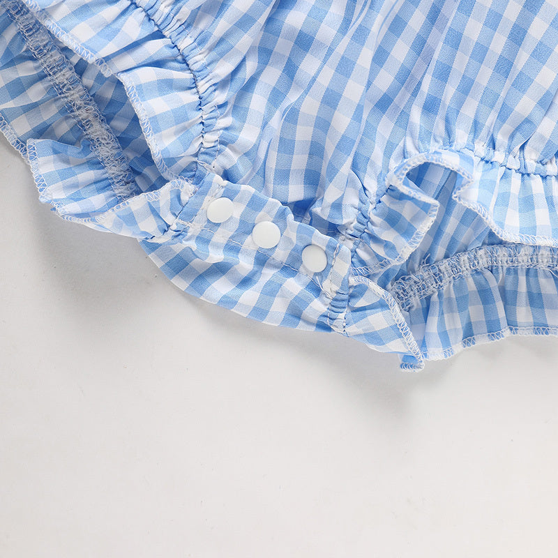 US Local Baby Girls Independence Day Outfit 4th Of July American Flag Embroidery Smocked Bubble Romper With Headband