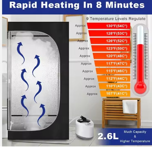 US Local USA Warehouse Free Shipping Home Use Portable Sauna Tent With 2.6L Steamer Foldable Full-Body Sauna Portable Steam Sauna