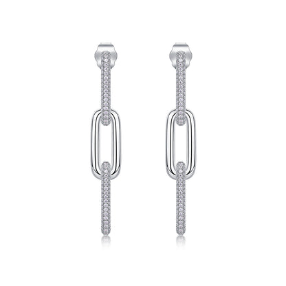 US Local Chain Luxury Fashion Diamond Earrings Stud Set With Mosan Diamond Silver Ornaments