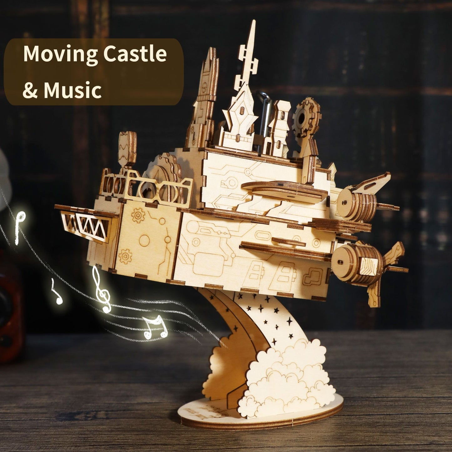 US Local MUSIC PARK 3D Wooden Puzzles Moving Castle Music Box Kits Castle Building Model DIY Crafts Birthday Gift For Women