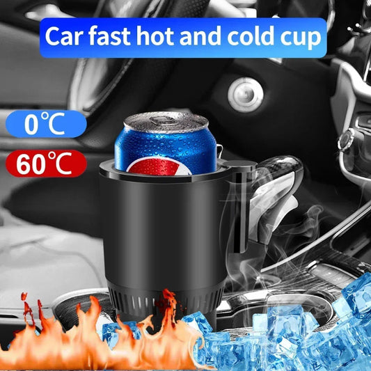 USA Local 2 In1 Car Heating Cooling Cup 12V Smart Car Cup Holder Digital Temperature Display Drink Cup Warmer Cooler Mini Car Refrigerator