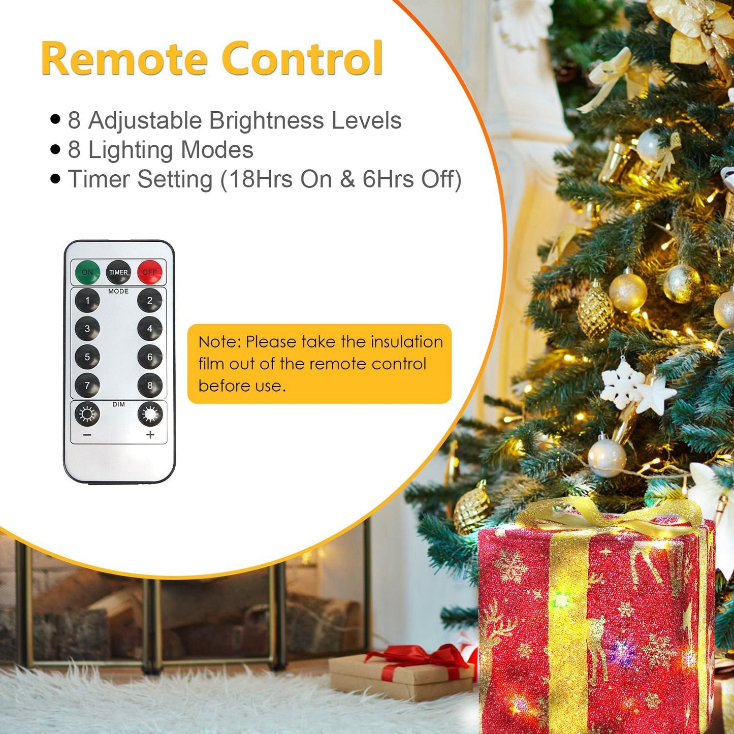 Star-Deer Pattern Options -- Set Of 3 Christmas Lighted Gift Boxes Xmas Present Ornament 50 LED Christmas Box Decorations With Ribbon Bows IP44 Waterproof Battery Powered For Indoor Outdoor Decor