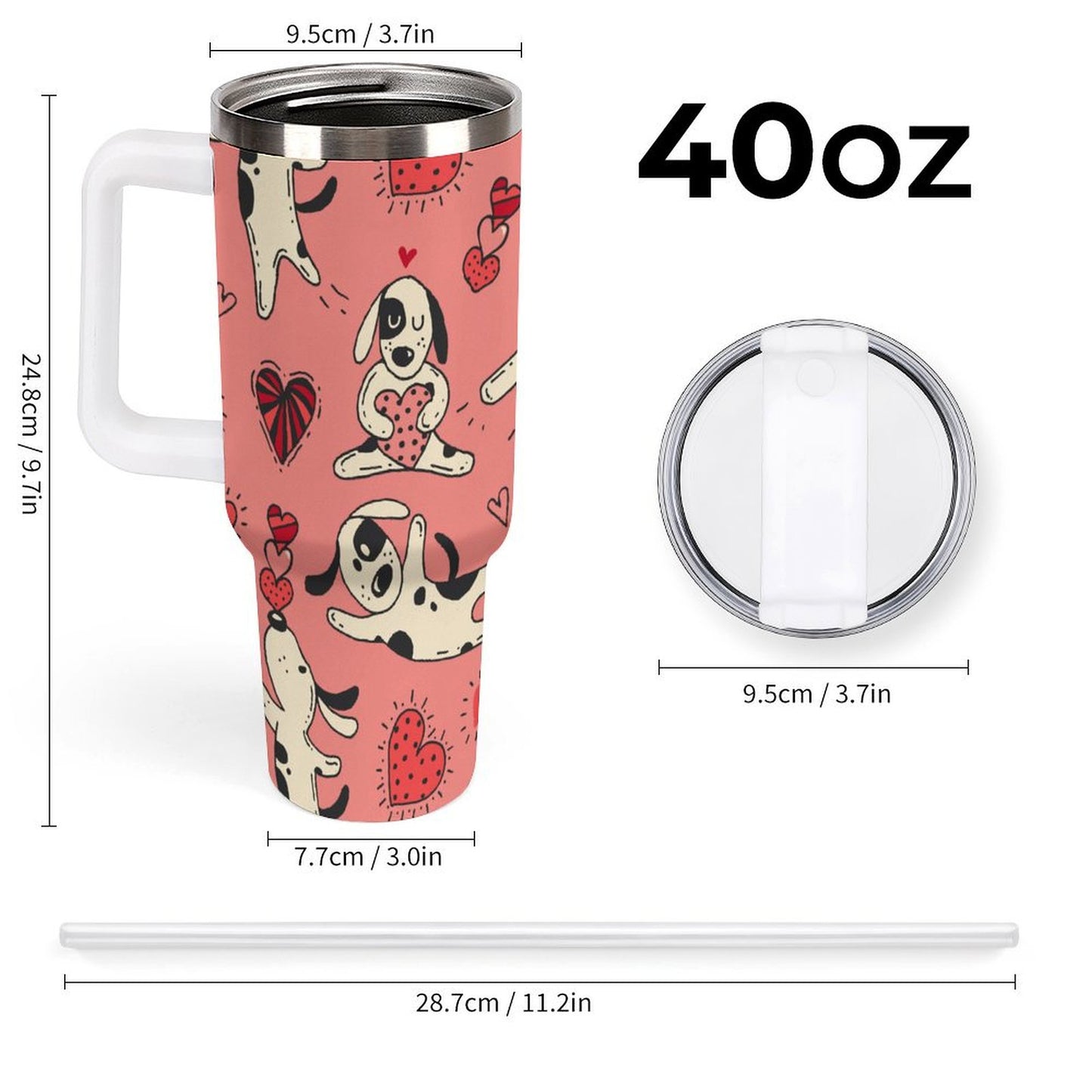 PHDT00359 POD US Local Tumbler 40 oz Large Capacity Car Cup Dog, Heart, Love
