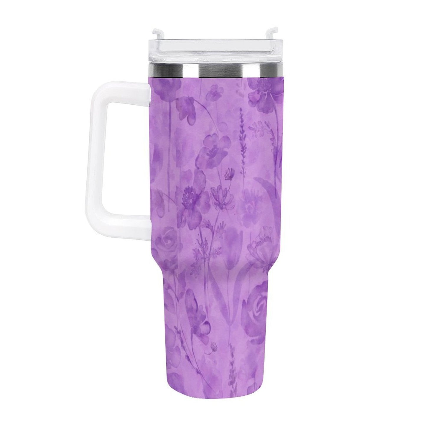 PHDT00031 POD US Local Tumbler 40 oz Large Capacity Car Cup Purple, Watercolor, Floral