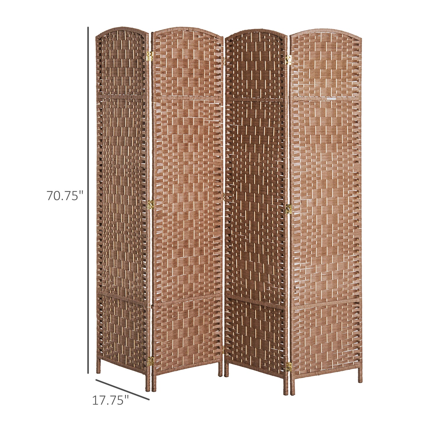 US Local 6FT Tall 4-Panel Wicker Weave Room Divider, Folding Privacy Screen, Portable Partition For Bedroom & Home Office, Natural