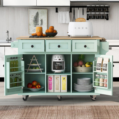 US Local Kitchen Trolley With Rubberwood Folding Leaf Countertops