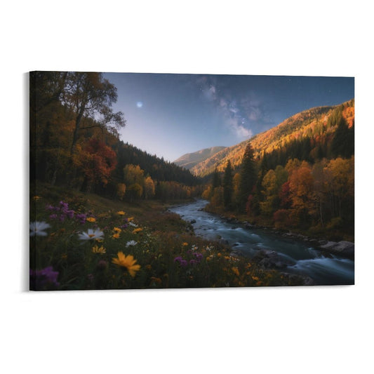 Decorative Interior Frame Painting Mountain-river-starry-autumn-7