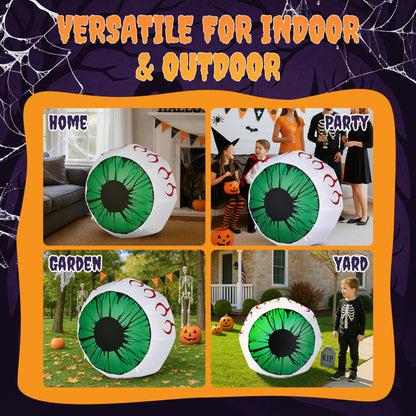 US Local 2PCS 3ft Green Eyed Ball ,2 White LED Lights Halloween Inflatable Decoration 12V