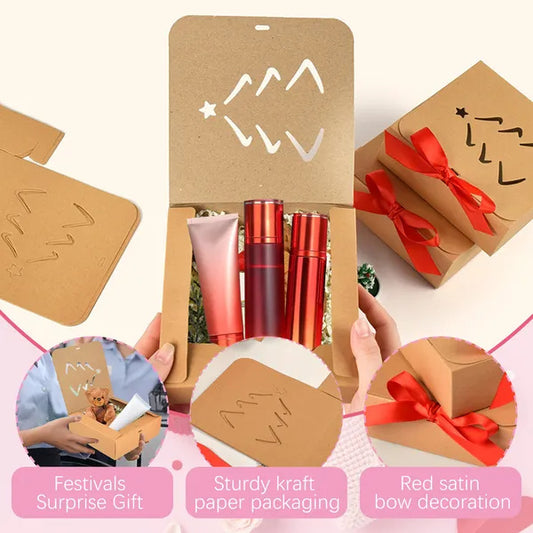 US Local 10 Pcs Christmas Gift Boxes With Lids And Red Ribbon Hollow Christmas Tree Beautiful Assorted Boxes Xmas Holiday Gift Wrap Boxes For Xmas Birthday Wedding Holiday Parties