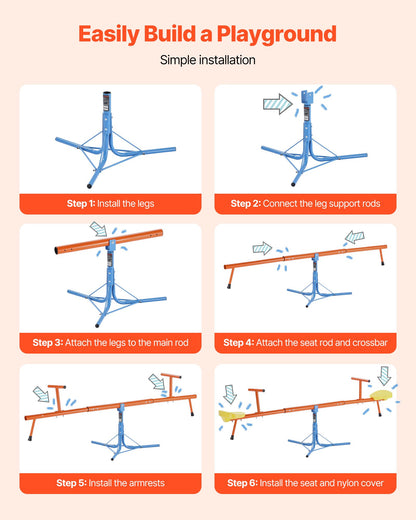 US Local Kids Seesaw 100 Lbs Capacity 360 Degrees Rotating Teeter Totter Aged 3+