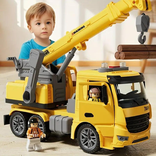 US Local Children's Small Yellow Crane Toy With Light And Sound Perfect Children's Construction Toy Car Children's Holiday Gift Birthday Gift