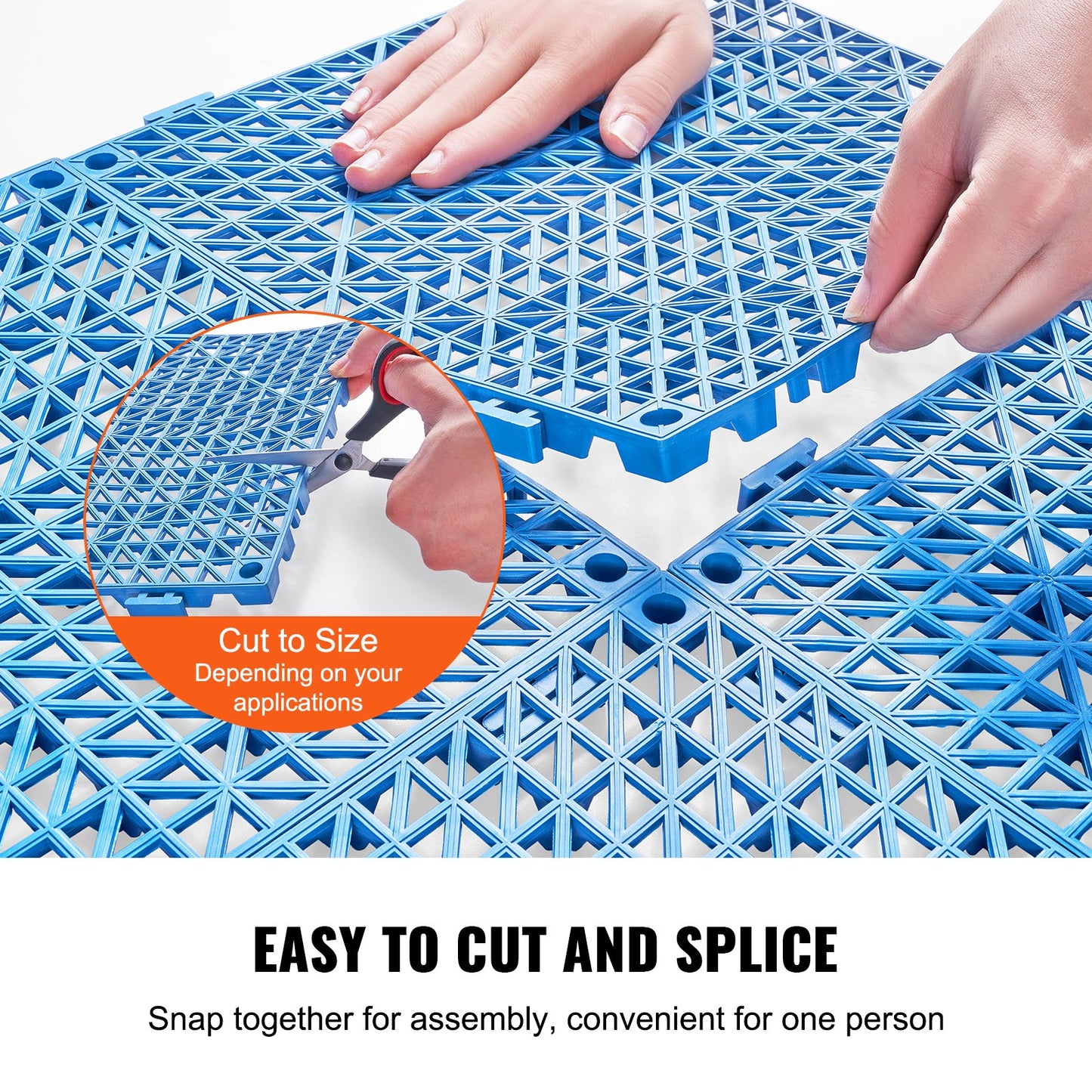 US Local VEVOR Interlocking Tile 50PCS Blue, Drainage Tiles Splicing, PVC Interlocking Drainage Floor Tiles, Non-Slip Drainage Holes For Restroom, Bathroom, Kitchen, Pool, Wet Areas
