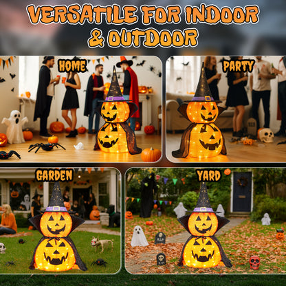 US Local 2 Packs 3FT Halloween Collapsible Lighted Pumpkin Decoration, 176 LED Pop-Up Pumpkin Lamp With Cape, Plug In Halloween Jack-O-Lantern With Metal Stand For Indoor Outdoor Garden Patio Party Decor