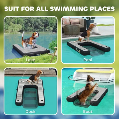 US Local Inflatable Dog Boat Ramp Up To 286 Lbs, For Boat, Dock, Lake, Non-Slip, Safe & Easy