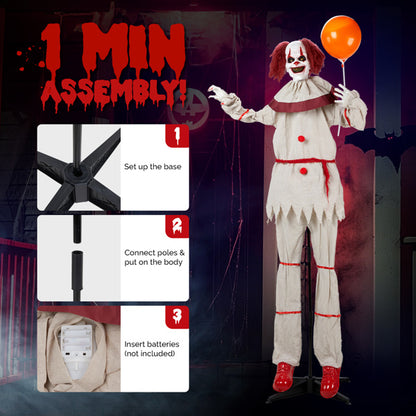 US Local 5.7ft Eye Red Light Vibration Clown Sound Voice Control, Standing Balloon Clown, Battery Model - Battery Not Included, Halloween Standing Decoration
