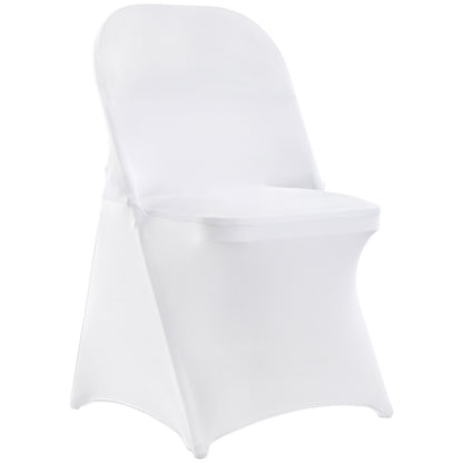 US Local VEVOR White Stretch Spandex Chair Covers - 30 PCS, Folding Kitchen Chairs Cover, Universal Washable Slipcovers Protector, Removable Chair Seat Covers, For Wedding Party Dining Room Banquet Event