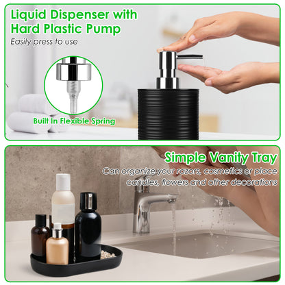 US Local 5 Colors Options -- Set Of 8Pcs Bathroom Accessories Set Bathroom Holder Set With Soap Dispenser Toothbrush Holder Cup Soap Dish Toilet Cleaning Brush Trash Can Qtip Holder Vanity Tray For Home