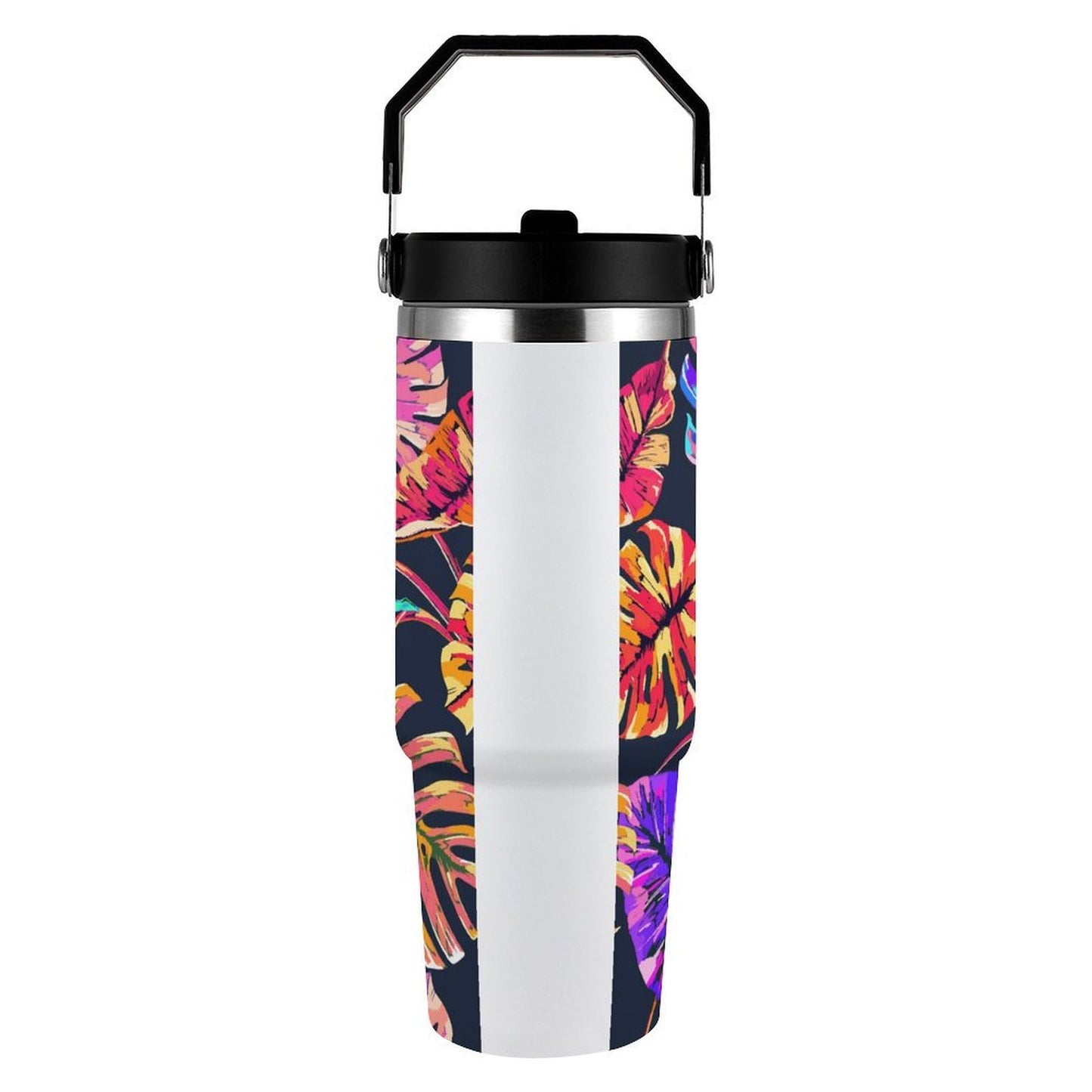POD US Local Tumbler 30oz Large Capacity Car Cup Monstera, Purple, Pink, Tropical Style