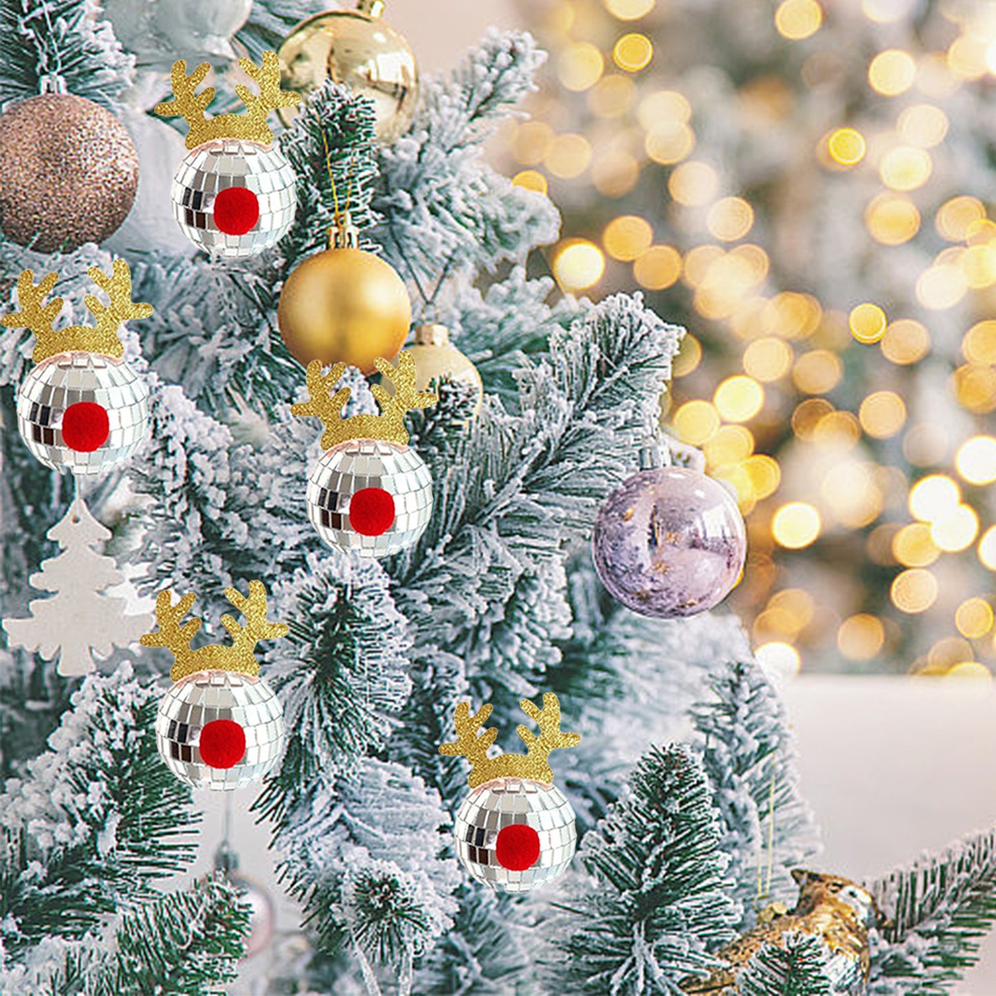 US Local 5PCS Christmas Mirror Disco Ball Decoration