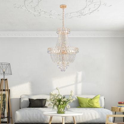 US Local Golden Crystal Chandelier, Large Modern Luxury Chandelier, Suitable For Living Room, Dining Room, Bedroom, Hallway - No Bulb