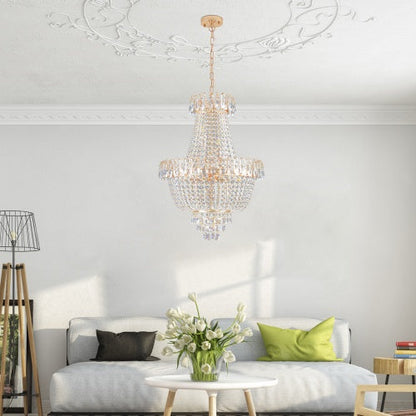US Local Golden Crystal Chandelier, Large Modern Luxury Chandelier, Suitable For Living Room, Dining Room, Bedroom, Hallway - No Bulb