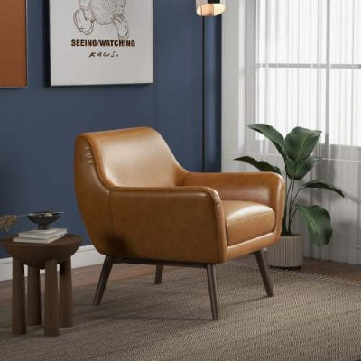 US Local Panom Tan Leather Lounge Chair