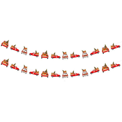 US Local 24PCS Christmas Banner Paper Christmas Sign Garland Gingerbread Man Snowman Hanging Christmas Bunting Garland For Christmas Party Decorations Xmas Holiday Home Decor