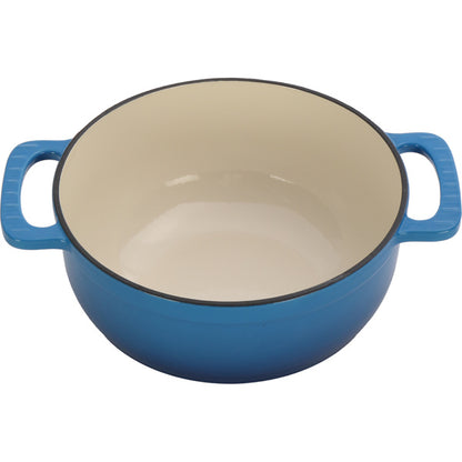 US Local Cast Iron 6QT Cooking Pot - Gradient Blue - Includes Two Silicone Gloves - Enamel Pot