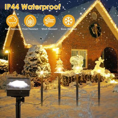 US Local 1 Set Of 5Pcs Mixed Christmas Decoration Light Solar Stake Light Waterproof Reindeer Snowflake Bell Christmas Tree Santa Claus Light Outdoor Landscape Light