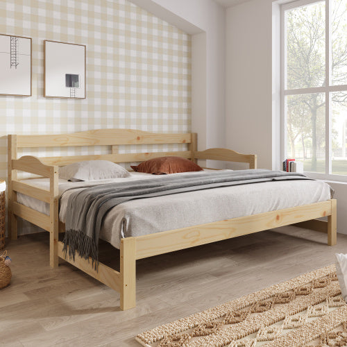 UK Local Daybed Cabin Bed SIngle Guest Bed Sofa Bed, Pull Out Trundle For Living Room And Bedroom - 3 FT 90 X190 Cm -Natural