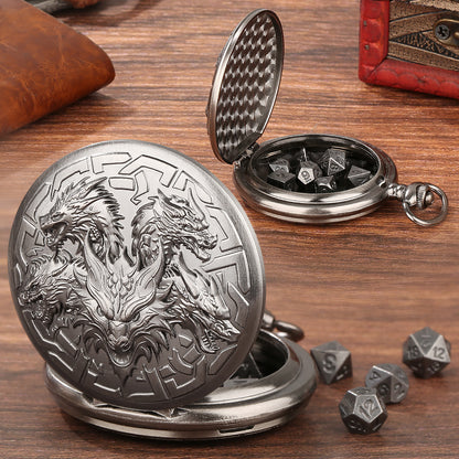 US Local Retro Creative Pocket Watch Shaped Tabletop Game Dice Set -7PCS Metal Polyhedral Dice, Steampunk Style Portable DND Dice Set, Exquisite Metal Craftsmanship, Adding Unique Charm To Tabletop Games