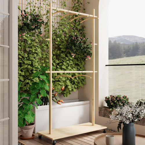 US Local Solid Wood Garment Clothes Rack With 6 Wooden Hangers, Space-Saving Design, Adjustable Shelf, And Wheels For Easy Mobility Perfect For Bedroom, Living Room, Or Entryway