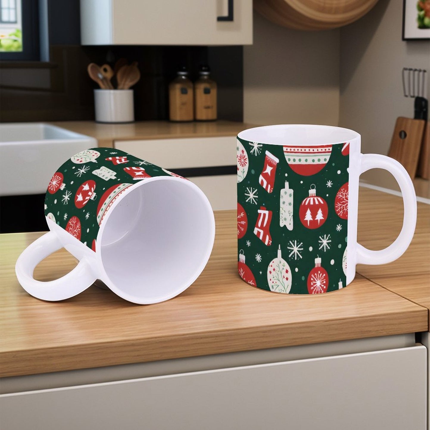 POD US Local White mug with full print, Christmas Lights 0091