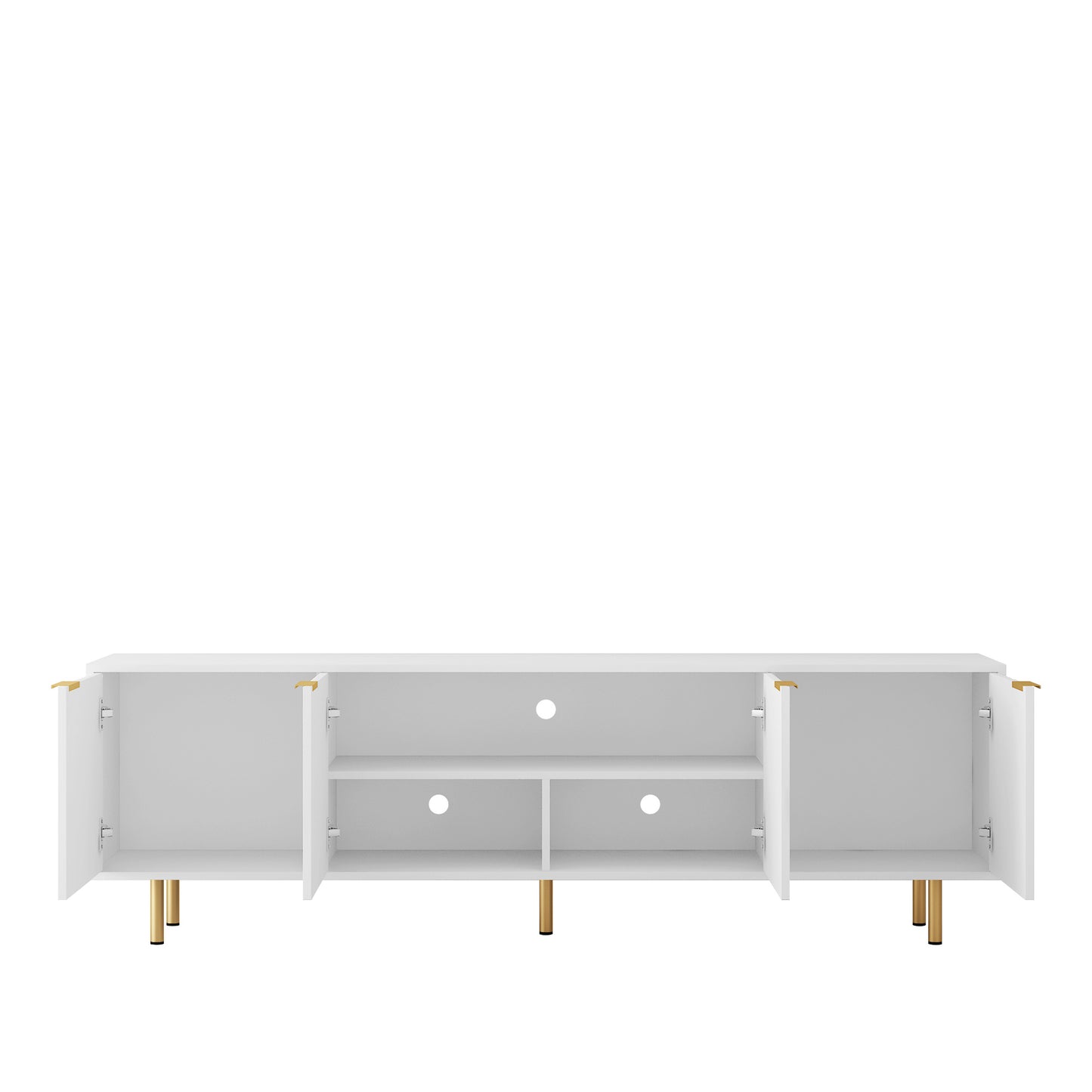 US Local White Modern TV Stand Fluted T, Entertainment Center With Storage Doors, TV Console Media Cabinet, For 55 Inch TV, Living Room