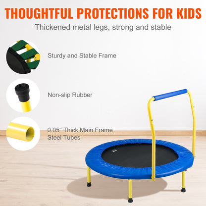 US Local VEVOR 3FT Trampoline For Kids Indoor Outdoor Foldable Baby Toddlers Trampoline