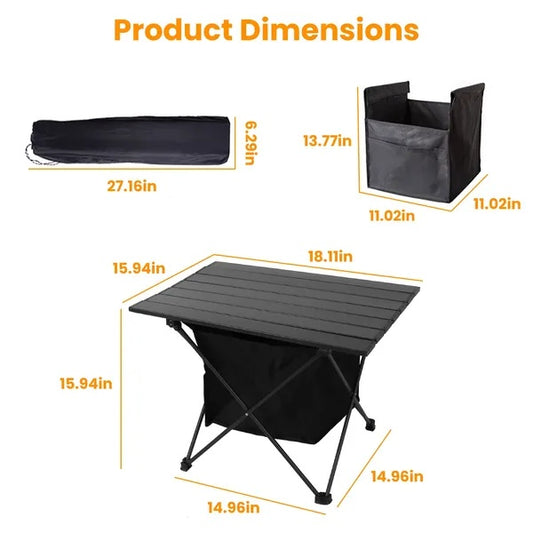 US Local Foldable Camping Table With Storage Basket Rustproof Portable Aluminum Alloy Roll-Up Camping Table