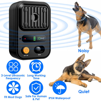 US Local Black-Green Color Options -- 1Pc Ultrasonic Anti-Barking Device Rechargeable Auto Dog Bark Control Deterrent Box Training Device IPX4 Waterproof With 3 Frequency Max 32.8Feet Sensing Distance For Most